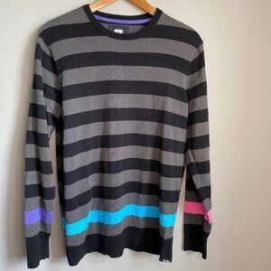 Quicksilver Women's Long Sleeve Striped Sweater Black/Gray Size Large Long